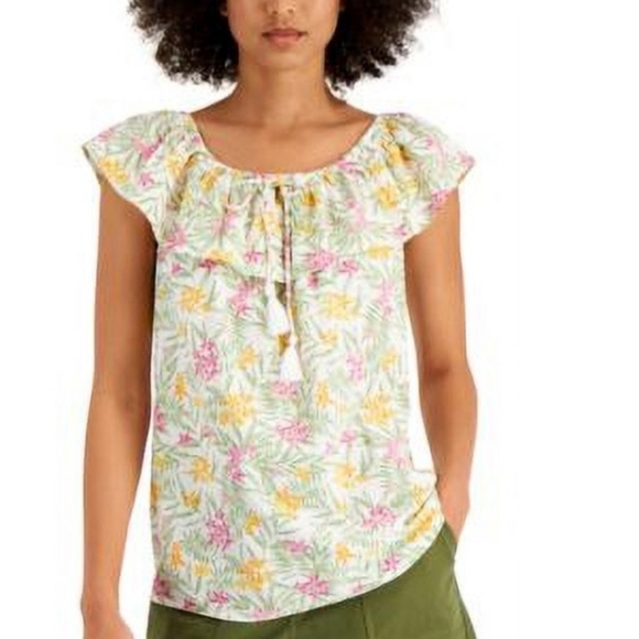 Style & Co. Tops - NWT Style & Co Floral Ruffle Sleeve Top Rihanna Tropical XXL